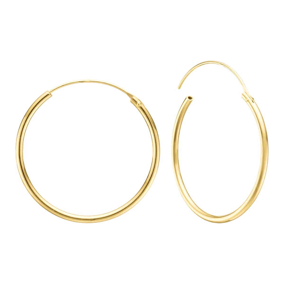 Creoles, 1.4 x 30 mm, 8kt