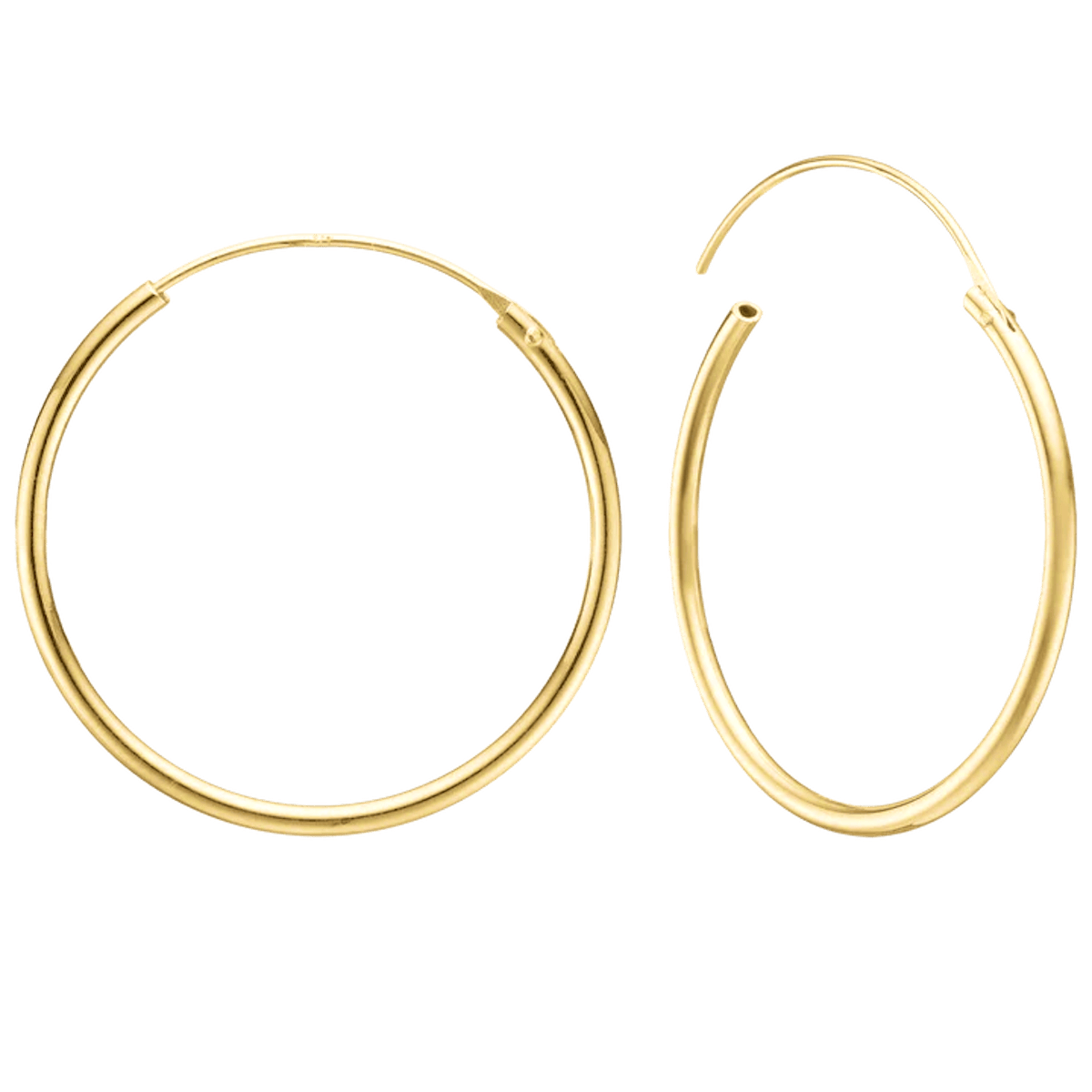 Creoles, 1.4 x 43 mm, 8kt