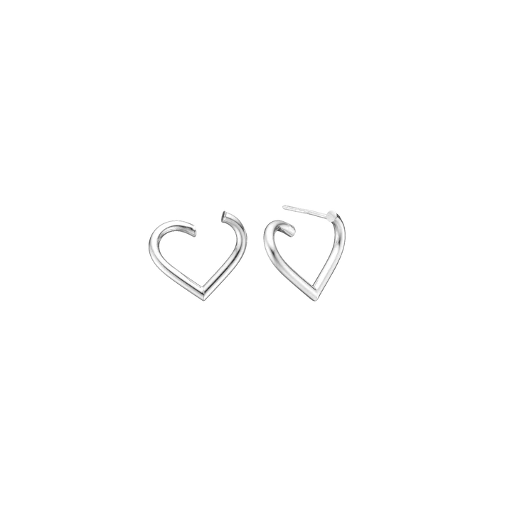 Heart Stud Earrings, 15 x 17 mm