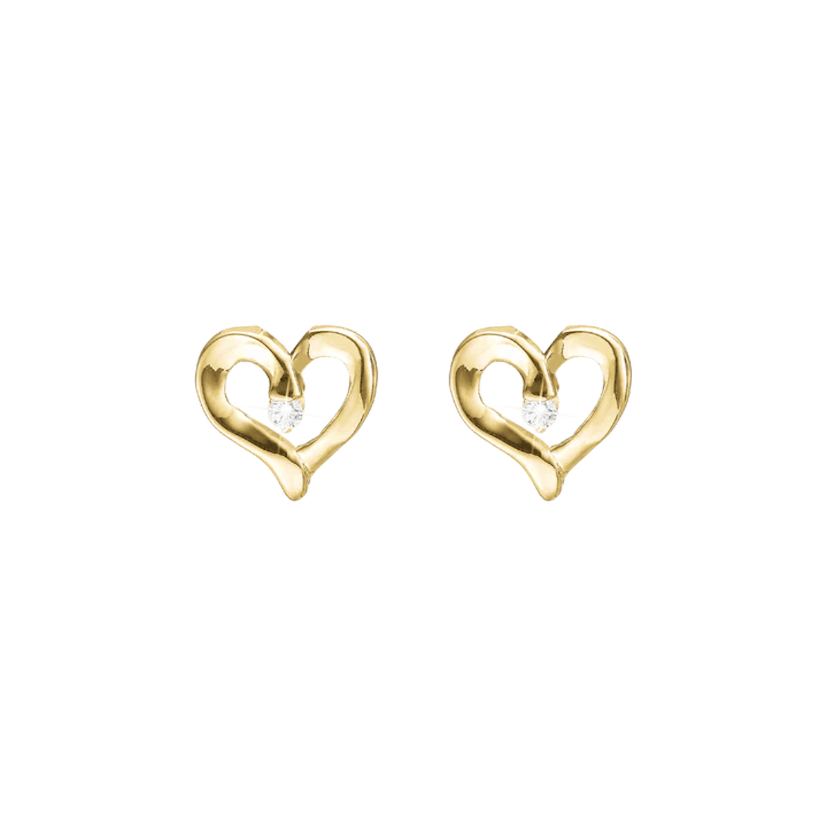 Heart Stud Earrings, LGD, 8kt