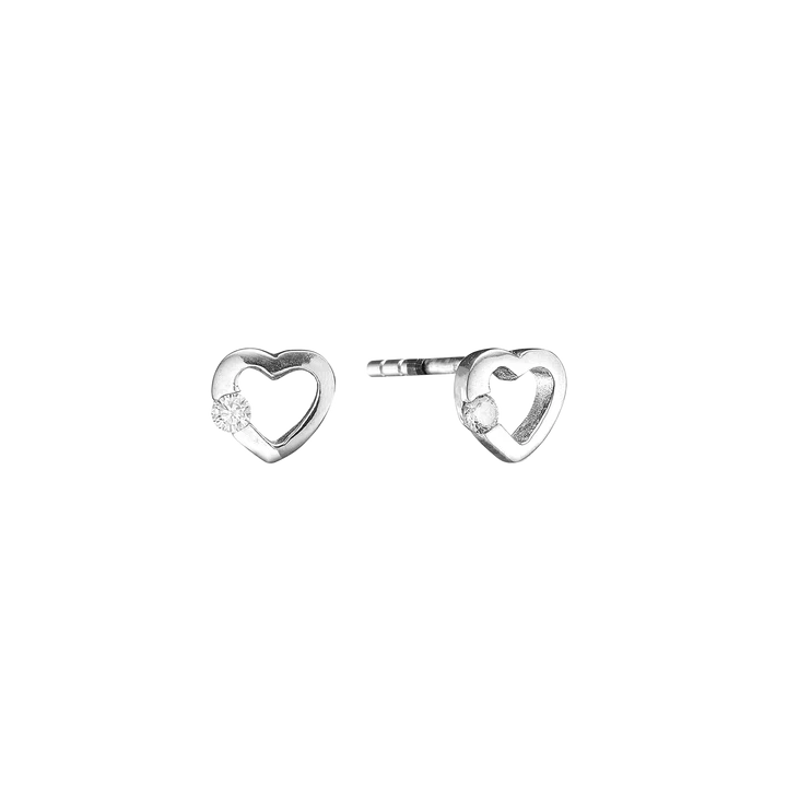 Heart Stud Earrings, CZ
