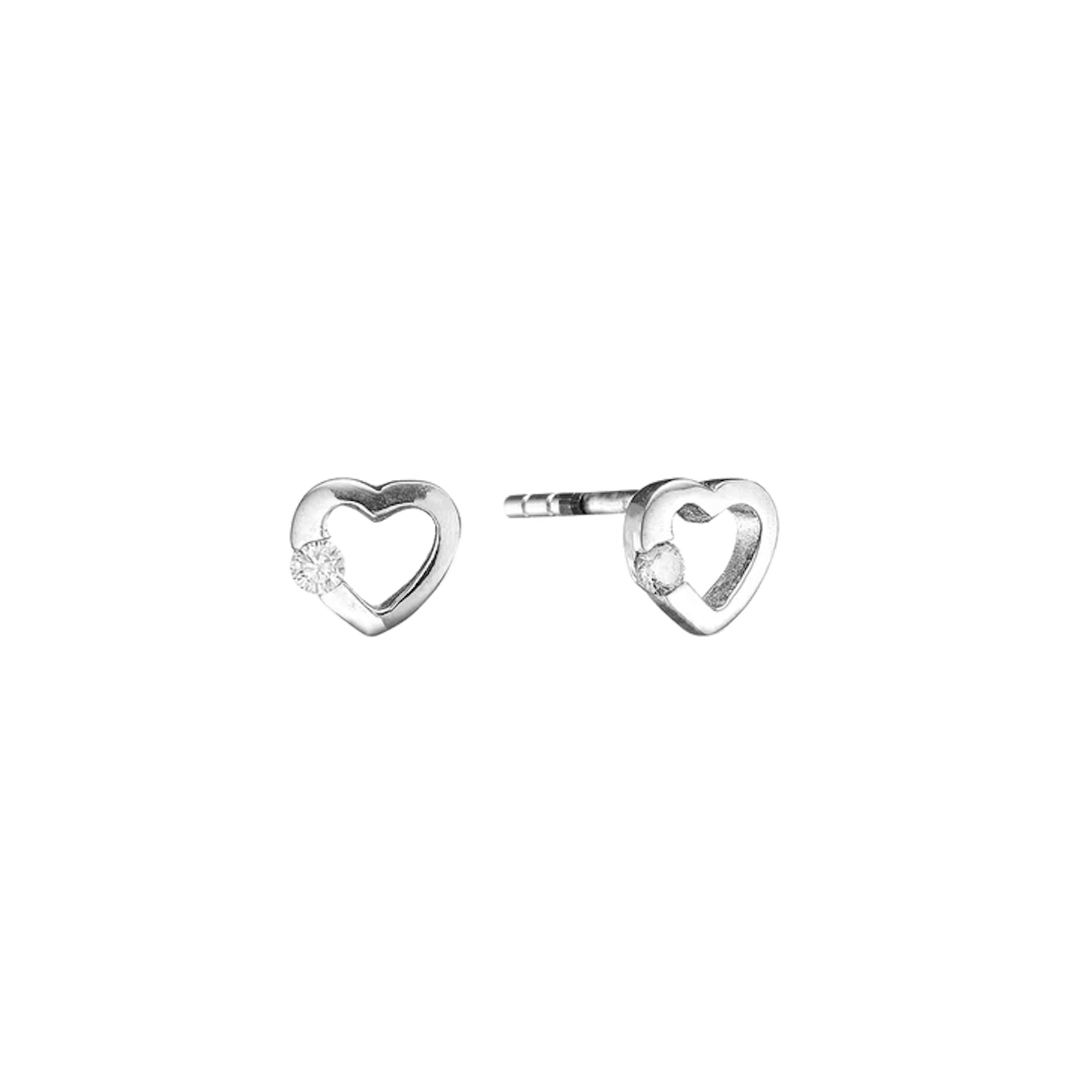 Heart Stud Earrings, CZ