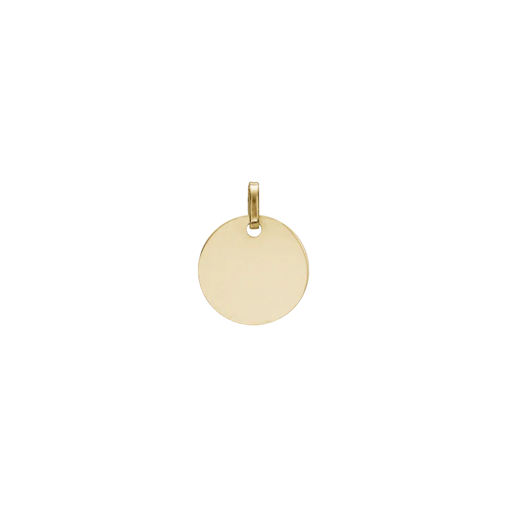 Round Nameplate Pendant, 12 mm, 8kt