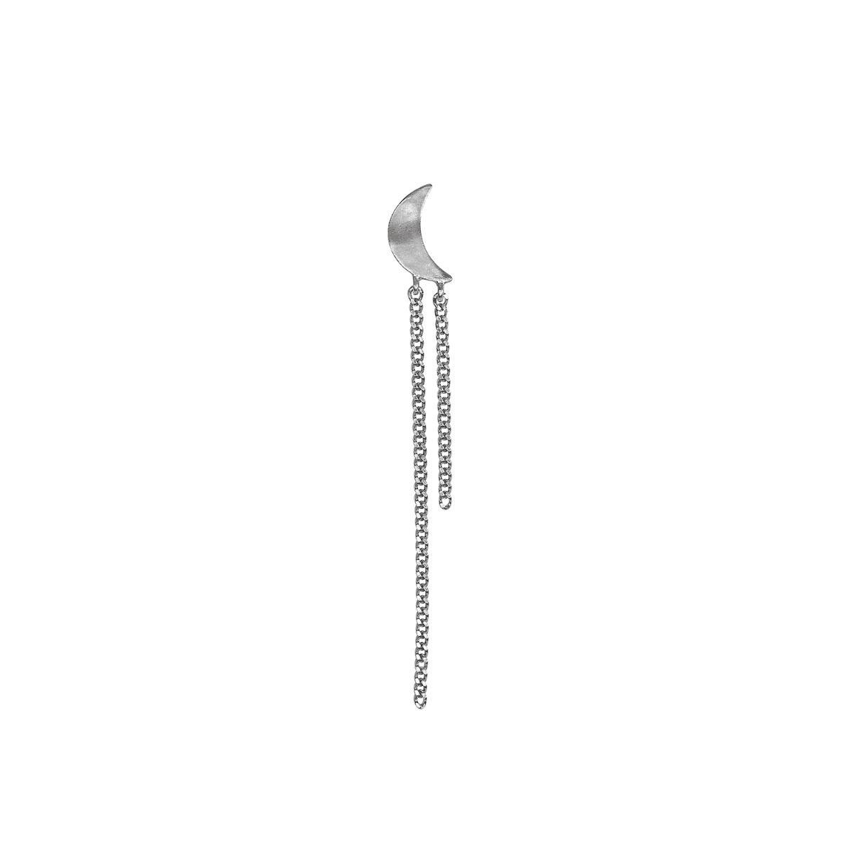 Petit Bella Moon Earring with Two Chains Silver - Single