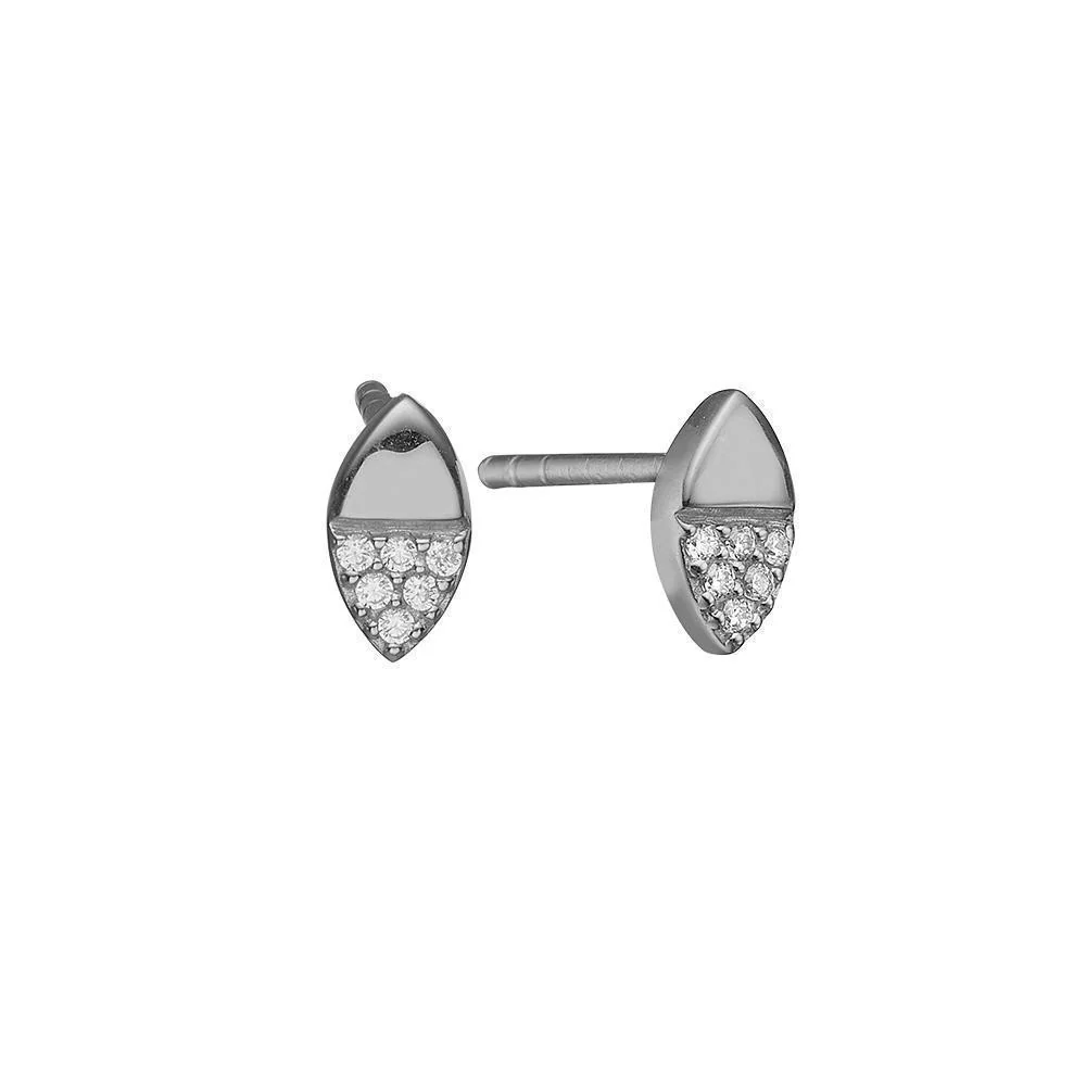 Leaf Stud Earrings with 12 Cubic Zirconia