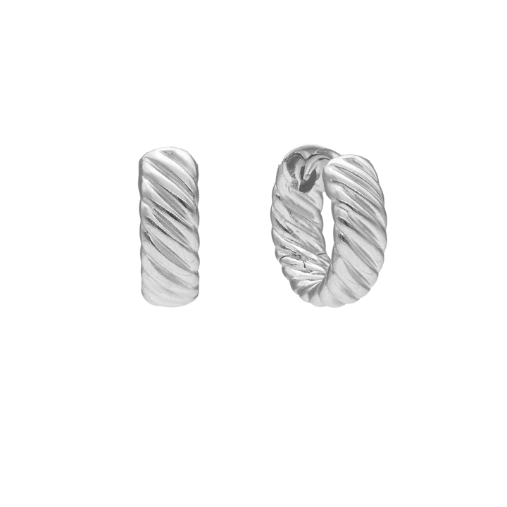 Diagonal Ridged Hoop Earrings