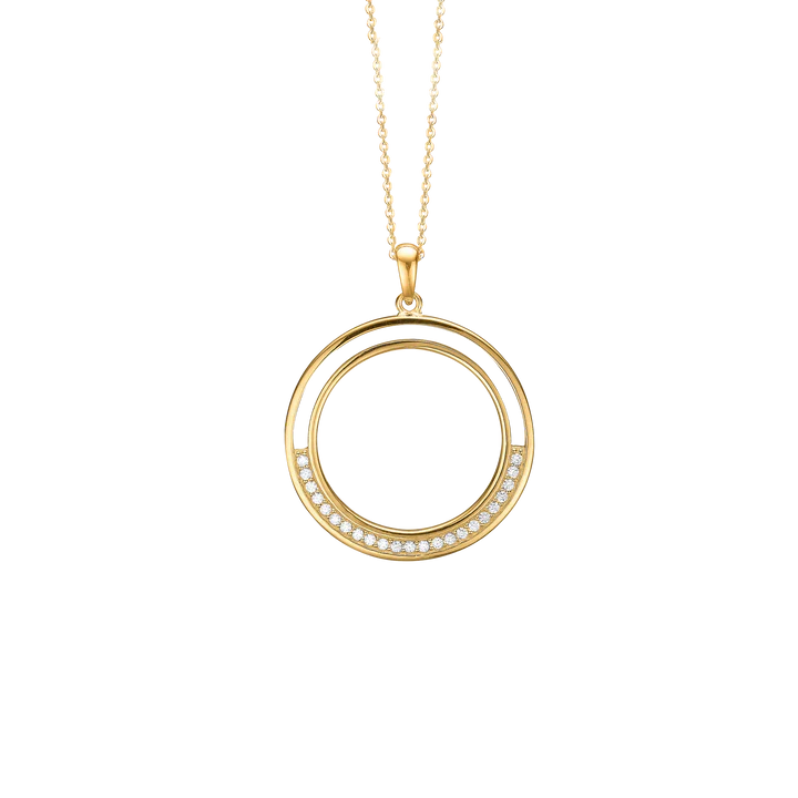 Large Circle Cubic Zirconia Pendant Necklace