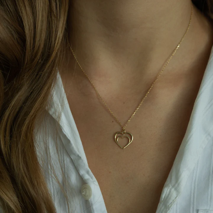 Double Heart Pendant Necklace