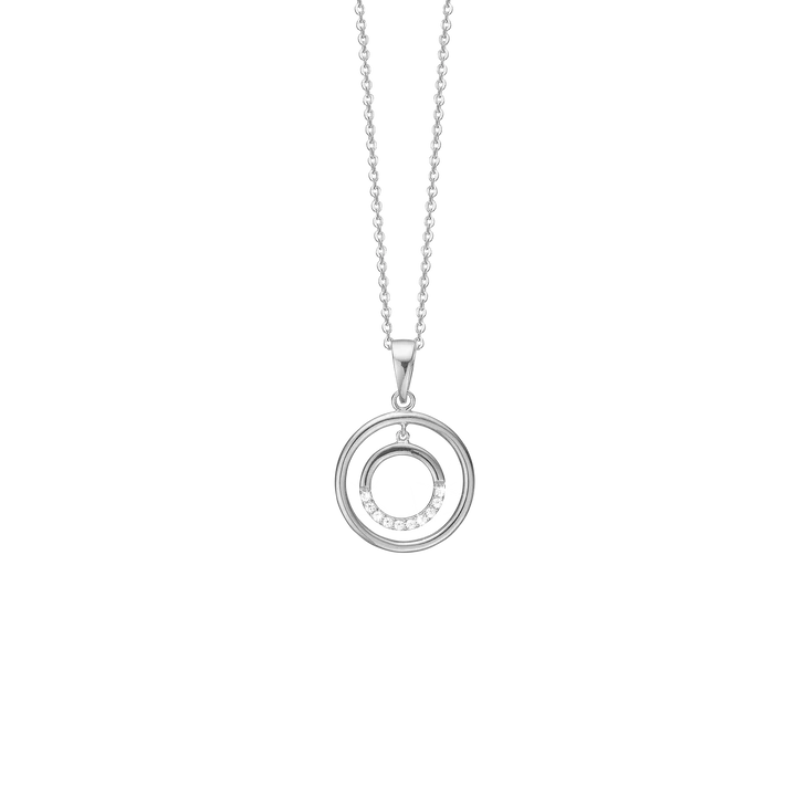 Circle Pendant Necklace with 10 Cubic Zirconia