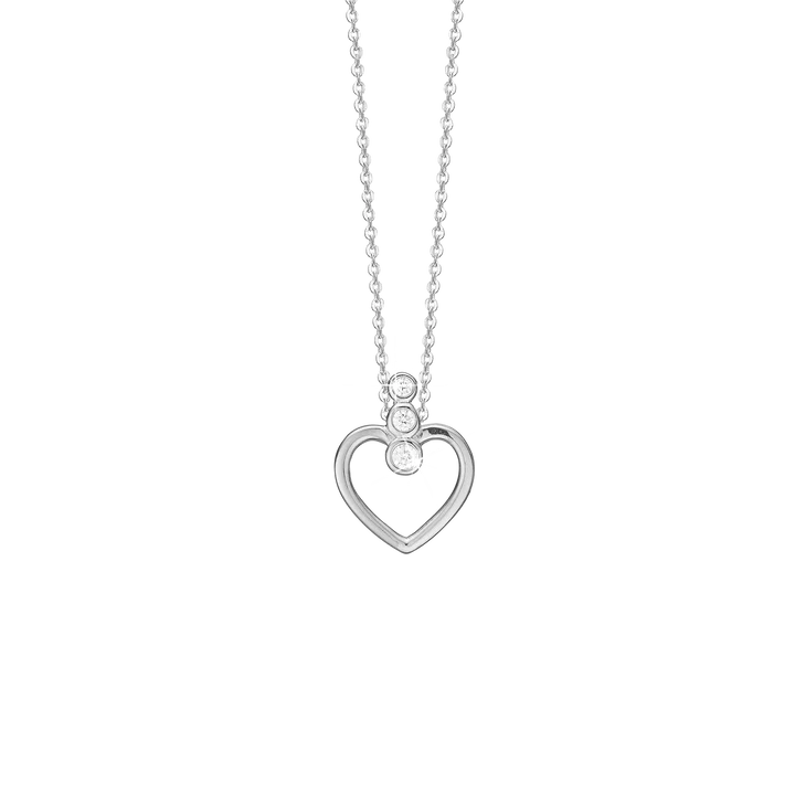 Heart Pendant Necklace with 3 Cubic Zirconia