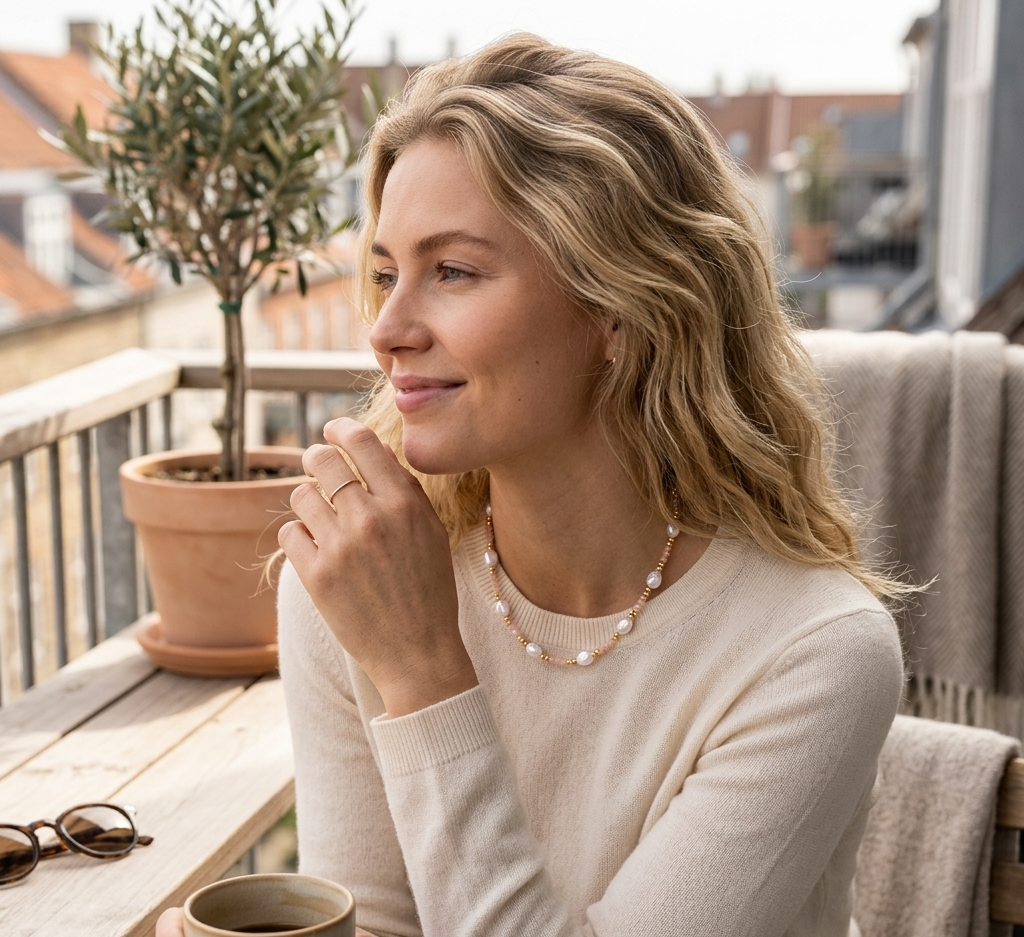 Ayo Copenhagen Celeste Pearl Beads Necklace - Blush — Halskæde