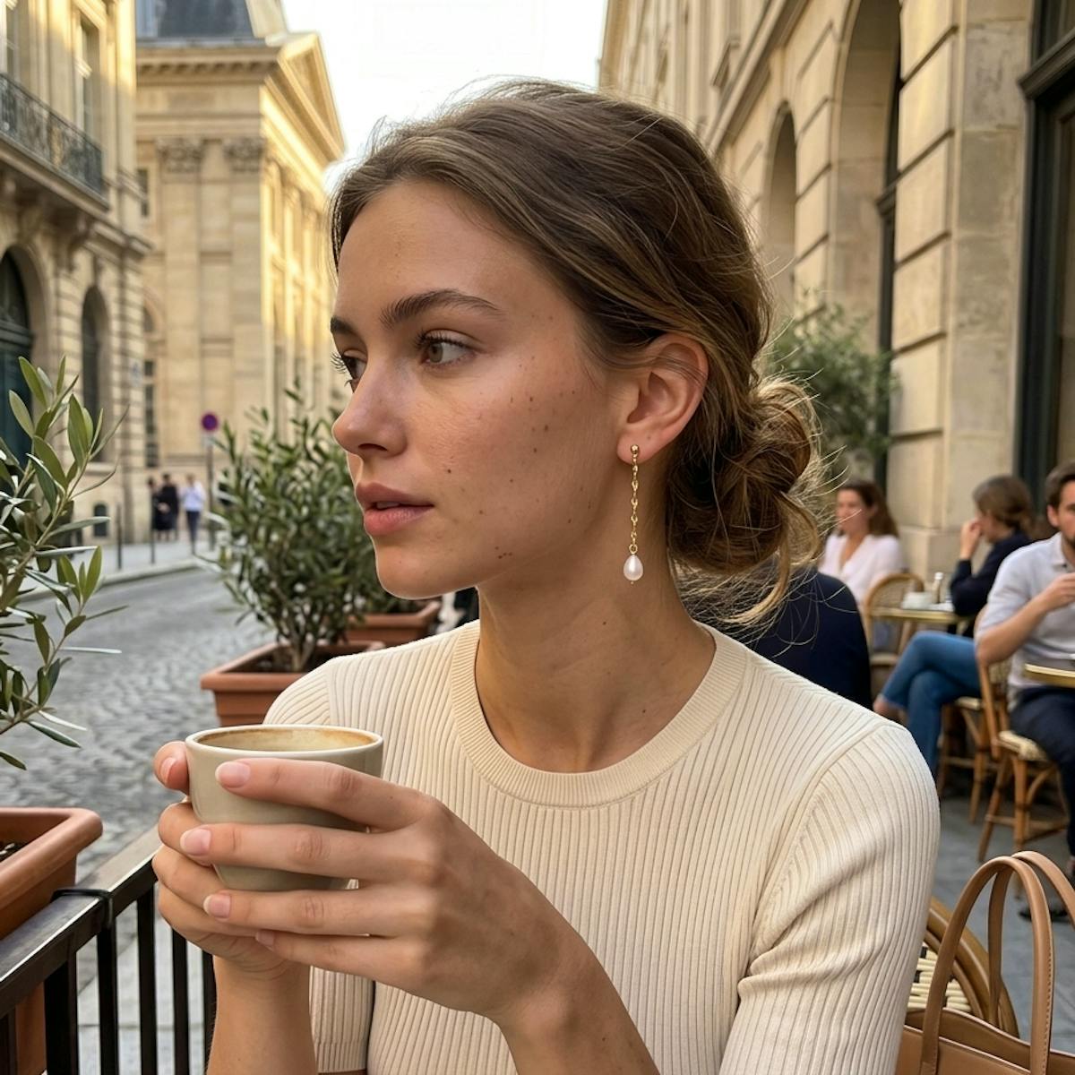 Ayo Copenhagen — Elva Pearl Chain Earrings Ayo Copenhagen Elva Pearl Chain Earrings — Boucle d'oreille