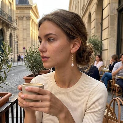Ayo Copenhagen — Elva Pearl Chain Earrings Ayo Copenhagen Elva Pearl Chain Earrings — Kolczyk