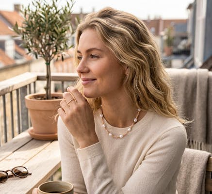 Ayo Copenhagen — Celeste Pearl Beads Necklace - Blush Ayo Copenhagen Celeste Pearl Beads Necklace - Blush — Halskæde