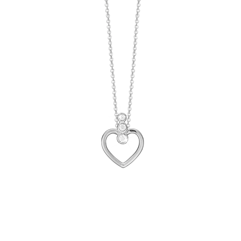 By Aagaard — Heart Pendant Necklace with 3 Cubic Zirconia By Aagaard Heart Pendant Necklace with 3 Cubic Zirconia — Halsband