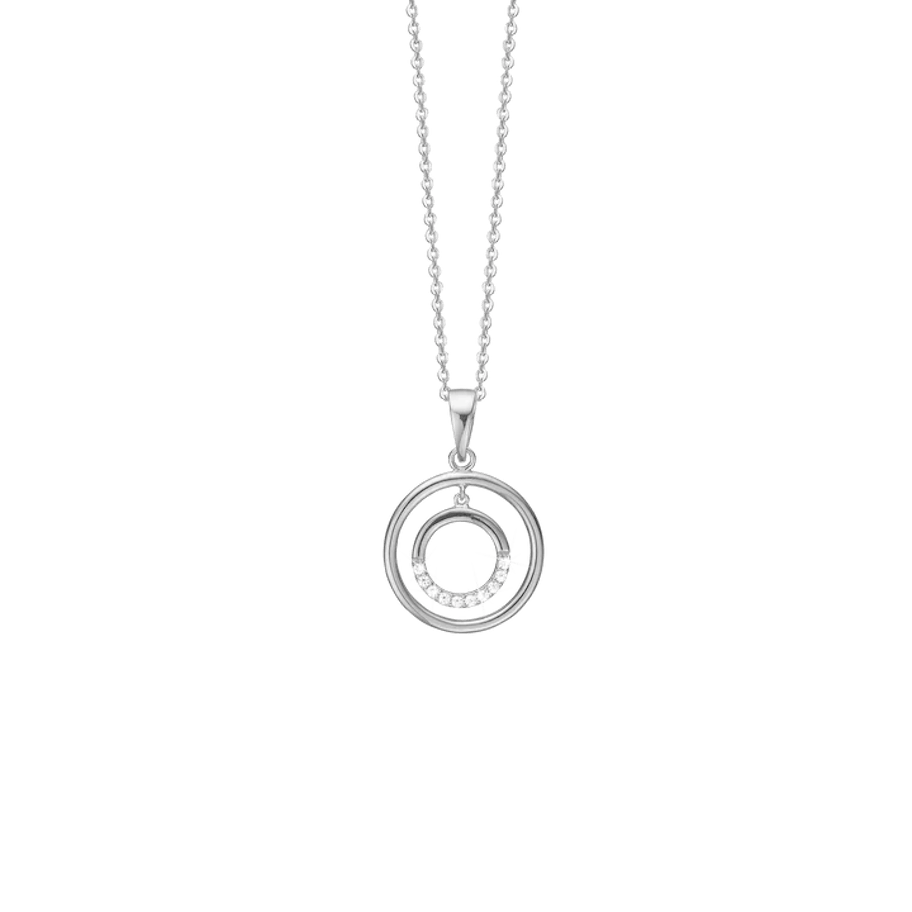 By Aagaard — Circle Pendant Necklace with 10 Cubic Zirconia By Aagaard Circle Pendant Necklace with 10 Cubic Zirconia — Halsband