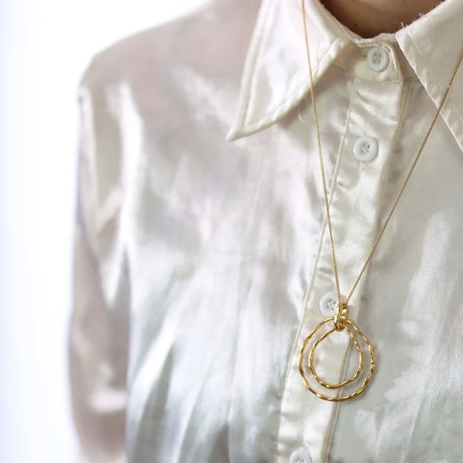 By Aagaard — Double Circle Pendant Necklace By Aagaard Double Circle Pendant Necklace — Halsband