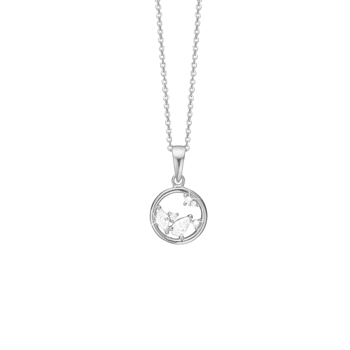 By Aagaard Circle Pendant Necklace with 6 Cubic Zirconia — Naszyjnik