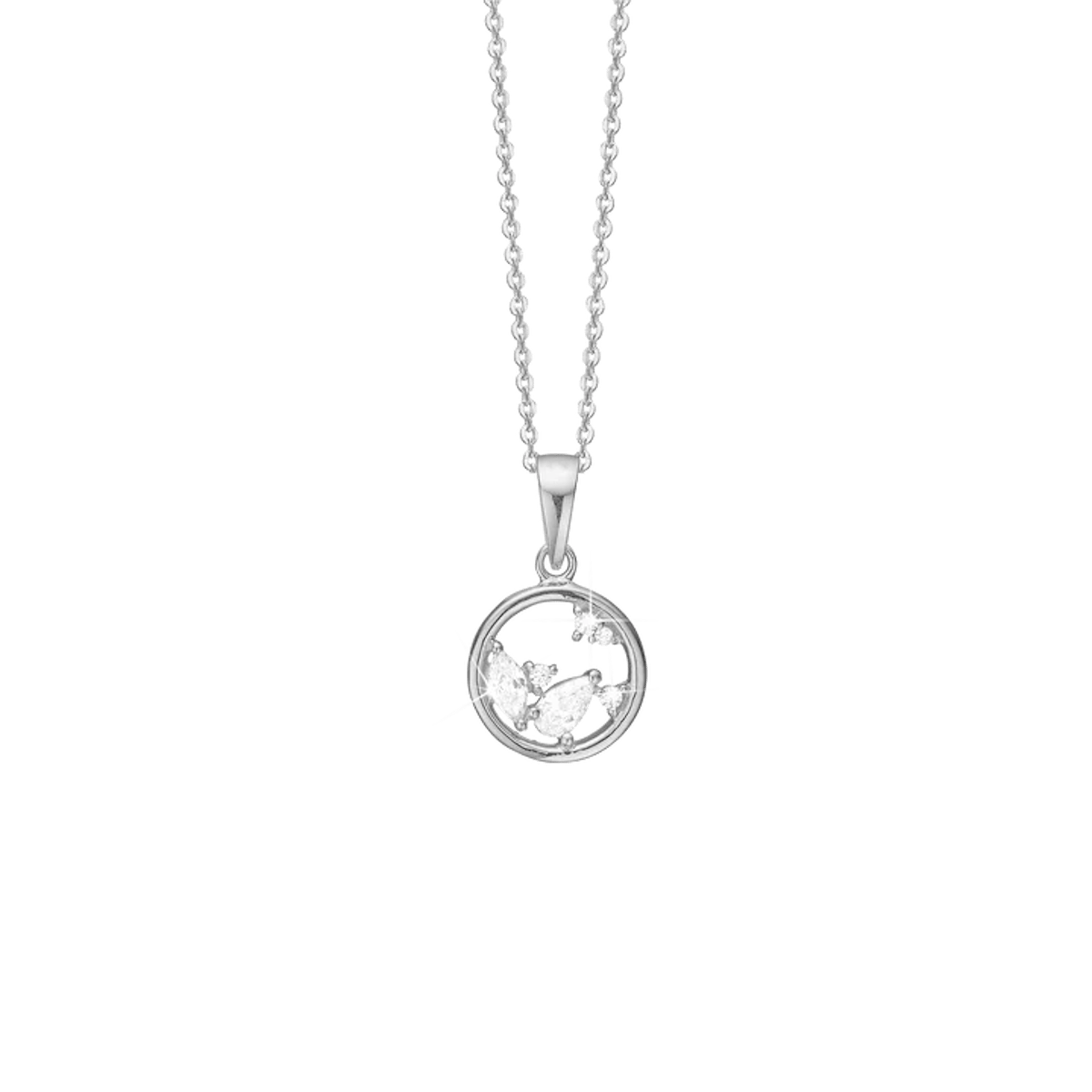 By Aagaard — Circle Pendant Necklace with 6 Cubic Zirconia By Aagaard Circle Pendant Necklace with 6 Cubic Zirconia — Halskette