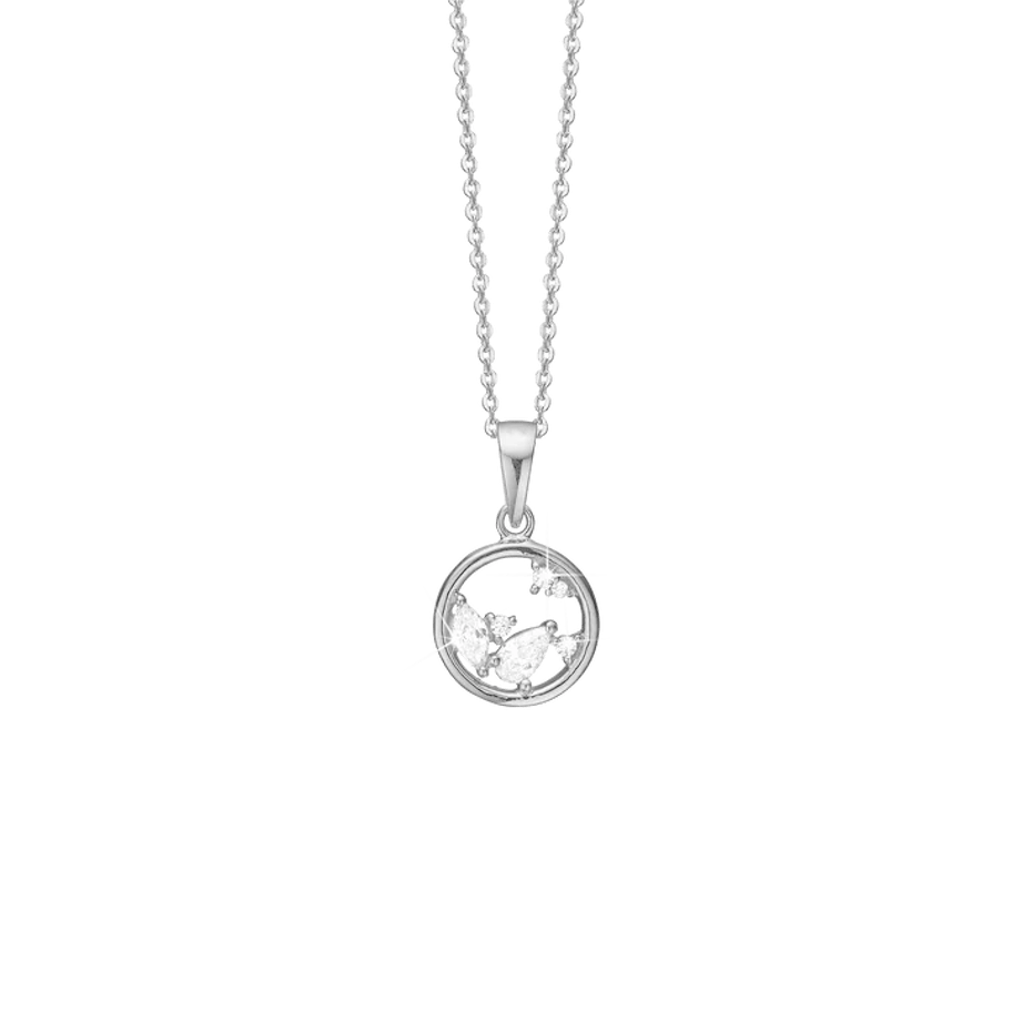 By Aagaard — Circle Pendant Necklace with 6 Cubic Zirconia By Aagaard Circle Pendant Necklace with 6 Cubic Zirconia — Halsband