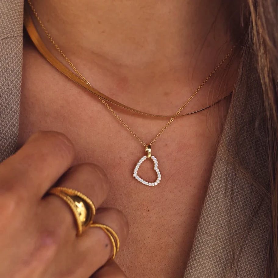 By Aagaard — Heart Cubic Zirconia Statement Necklace By Aagaard Heart Cubic Zirconia Statement Necklace — Halsband