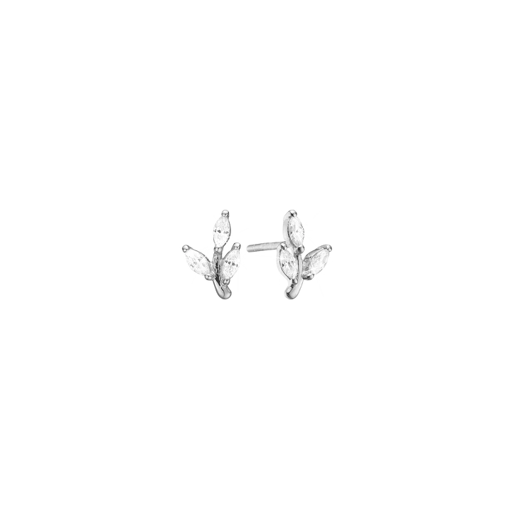 By Aagaard Leaf Stud Earrings with 6 Cubic Zirconia — Øreringe