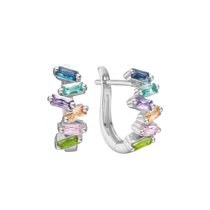 By Aagaard Baguette 12-Stone Drop Earrings — Øreringe