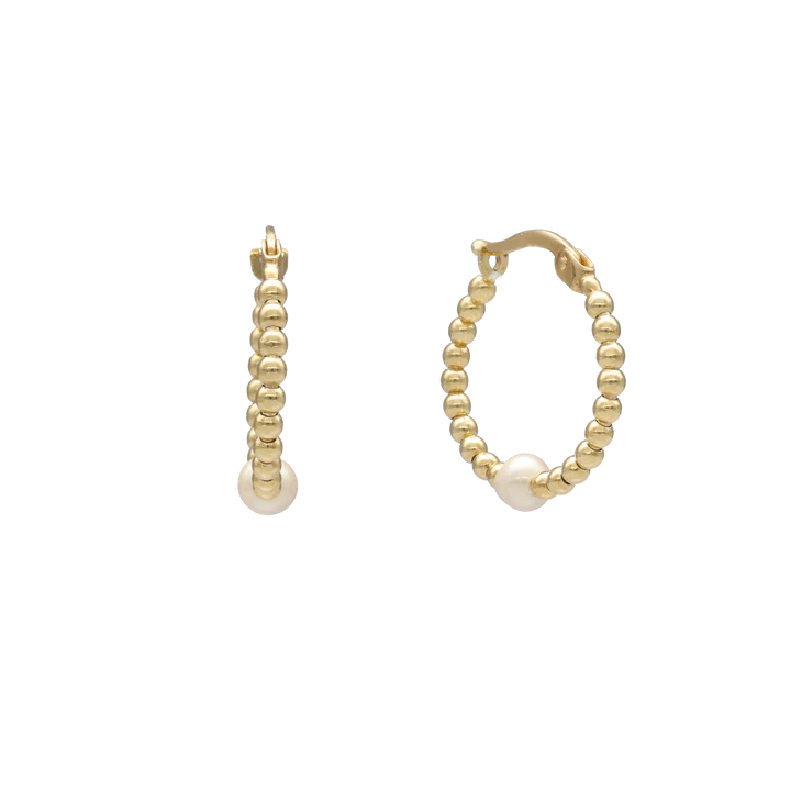 By Aagaard Heart Ball Hoop Earrings with Pearl — Øreringe