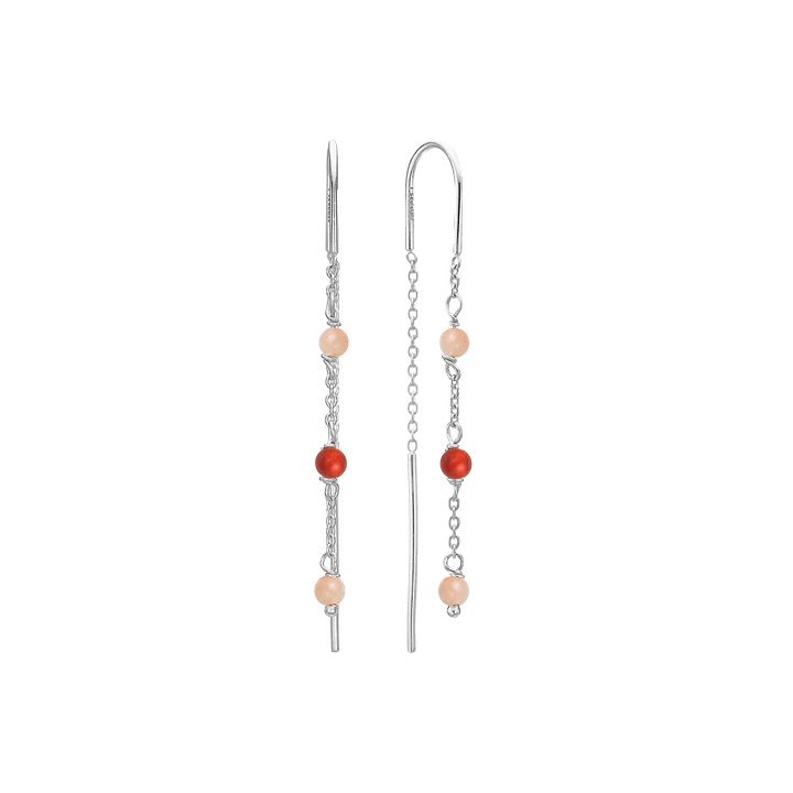 By Aagaard Red Agate & Pink Moonstone Drop Earrings — Øreringe