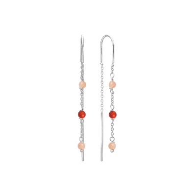 By Aagaard — Red Agate & Pink Moonstone Drop Earrings By Aagaard Red Agate & Pink Moonstone Drop Earrings — Boucle d'oreille