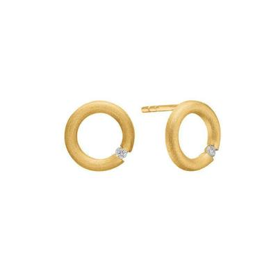 By Aagaard — Matte Circle Stud Earrings with 2 Cubic Zirconia By Aagaard Matte Circle Stud Earrings with 2 Cubic Zirconia — Earrings
