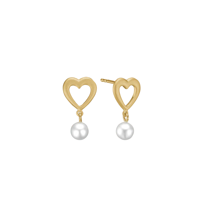 Essentials by Aagaard Pearl Heart Stud Earrings, 8kt — Øreringe