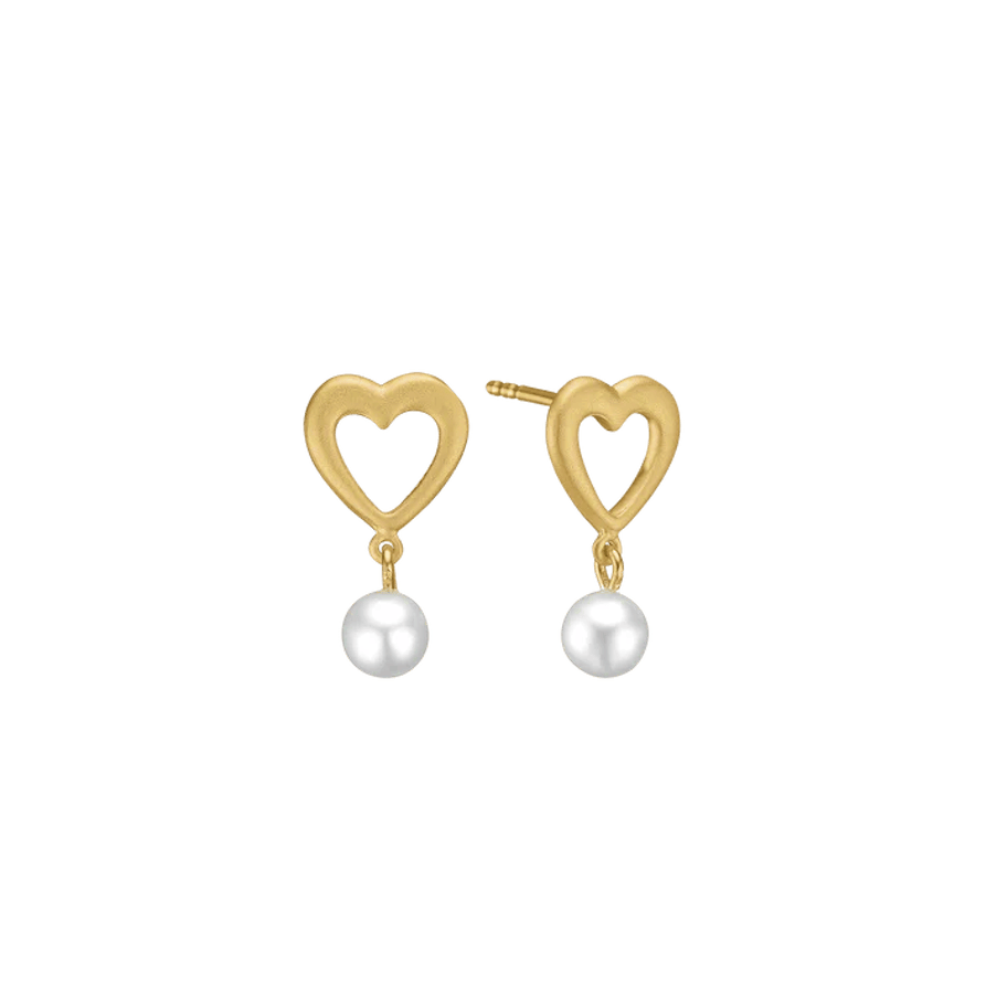 Essentials by Aagaard — Pearl Heart Stud Earrings, 8kt Essentials by Aagaard Pearl Heart Stud Earrings, 8kt — Øreringe
