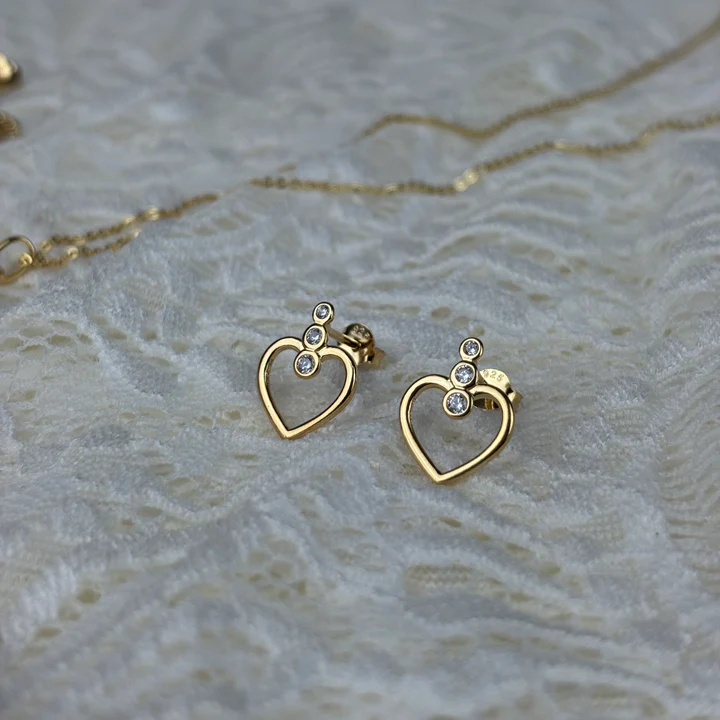 Essentials by Aagaard Heart Stud Earrings, 6 CZ — Øreringe