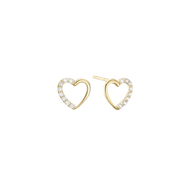 Essentials by Aagaard Hearts Stud Earrings, CZ, 8kt — Øreringe