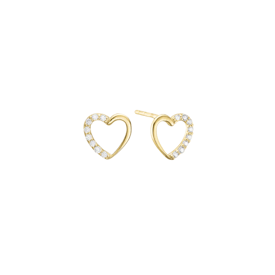 Essentials by Aagaard — Hearts Stud Earrings, CZ, 8kt Essentials by Aagaard Hearts Stud Earrings, CZ, 8kt — Øreringe