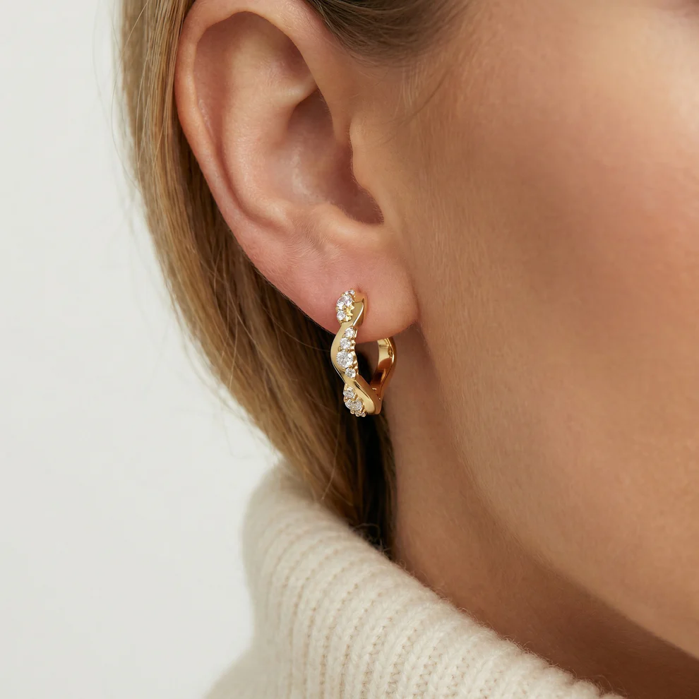 Sif Jakobs Jewellery Ellera Waves Altro Creolo Earrings — Boucle d'oreille