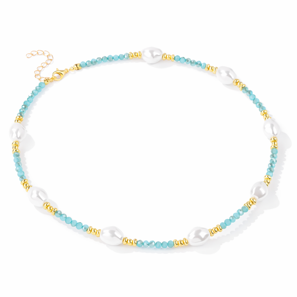 Ayo Copenhagen Celeste Pearl Beads Necklace  - Aqua — Naszyjnik
