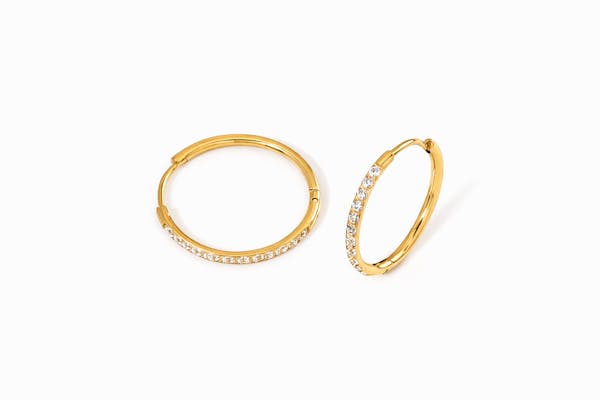 Ayo Copenhagen — Selene Crystal Hoops 14mm Ayo Copenhagen Selene Crystal Hoops 14mm — Oorbel