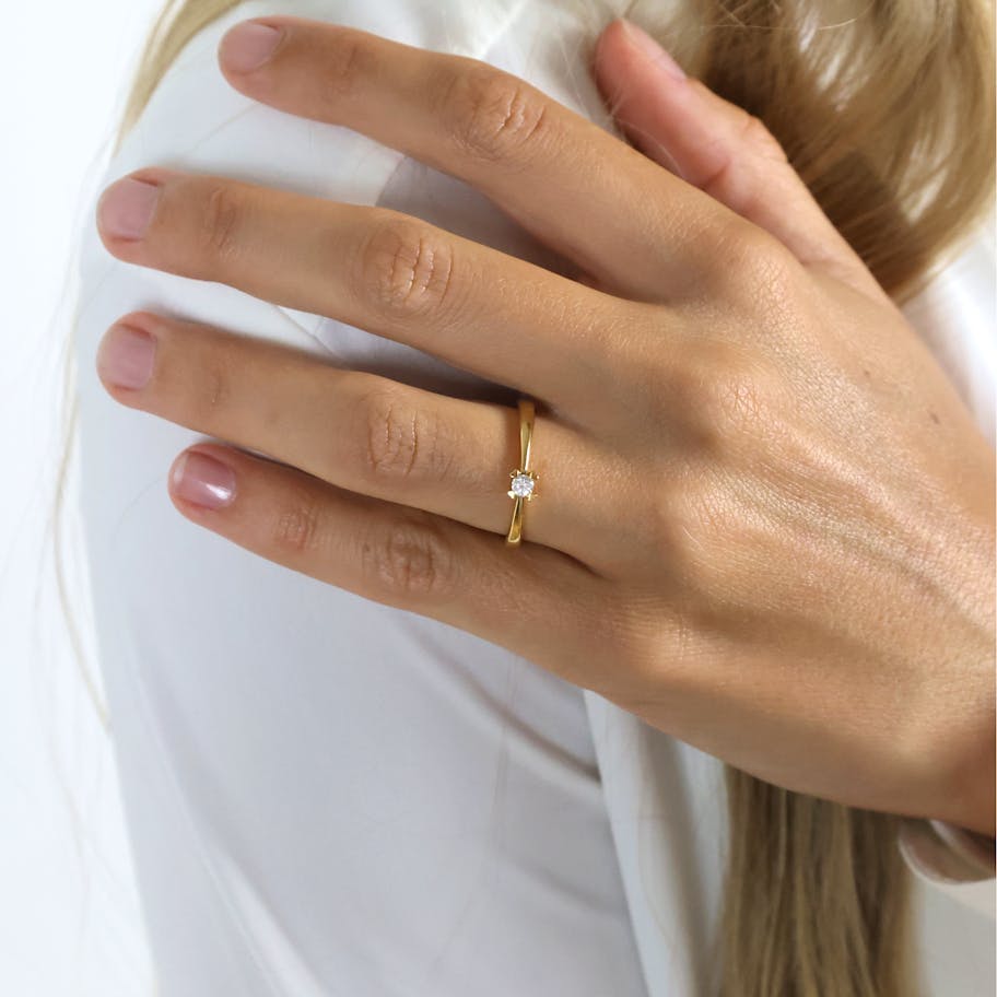 Mary By Aagaard — Mary Ring 8 Carat With 0.10ct W/VS Labgrown Diamond Mary By Aagaard Mary Ring 8 Carat With 0.10ct W/VS Labgrown Diamond — Ring