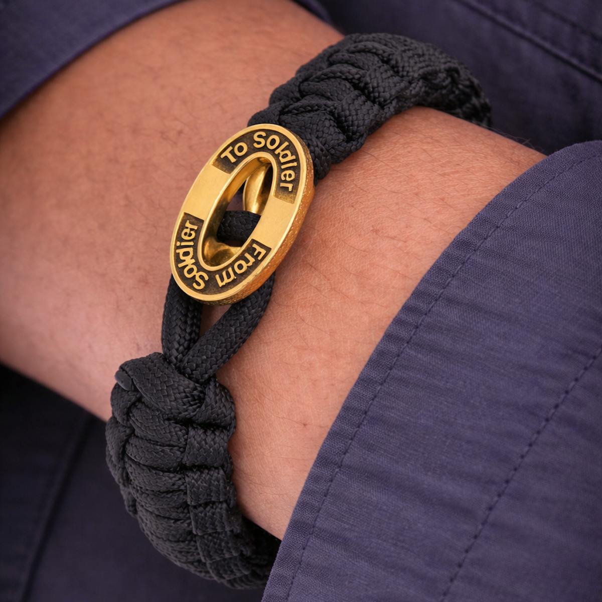 From Soldier to Soldier — FSTS Bracelet Black with Gold Plated Sterling Silver Lock From Soldier to Soldier FSTS Bracelet Black with Gold Plated Sterling Silver Lock — Armbånd