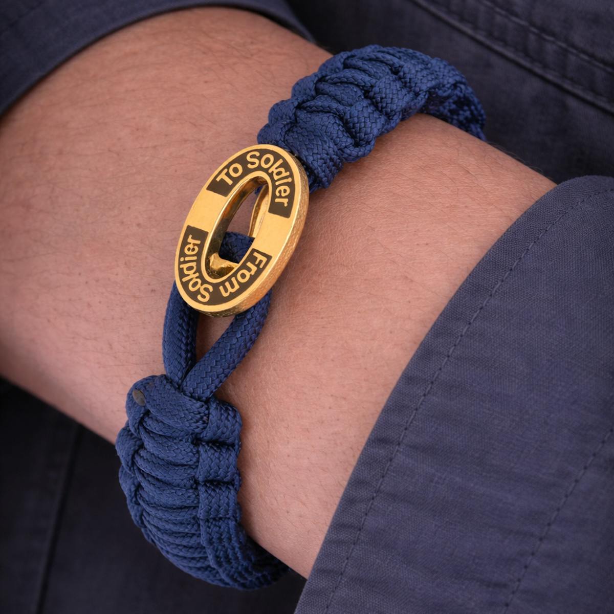 From Soldier to Soldier — FSTS Bracelet Blue with Gold Plated Sterling Silver Black Enamel Lock From Soldier to Soldier FSTS Bracelet Blue with Gold Plated Sterling Silver Black Enamel Lock — Armbånd