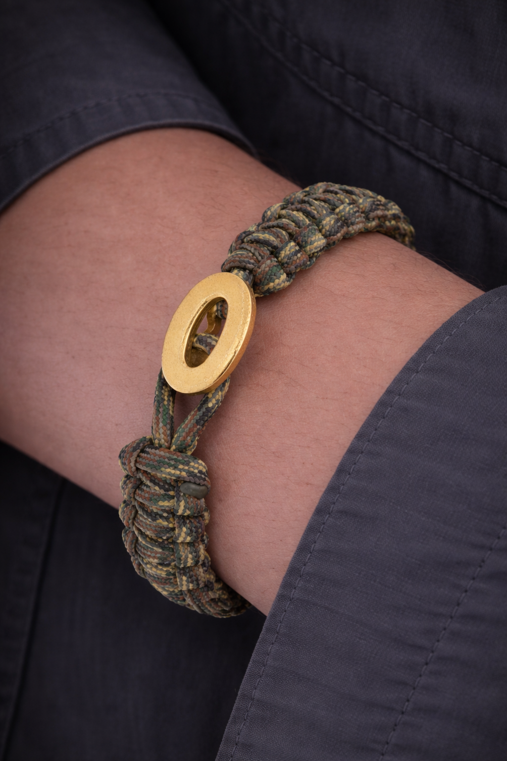 From Soldier to Soldier FSTS Bracelet Camouflage with Brushed Gold Plated Sterling Silver Lock — Bransoletka