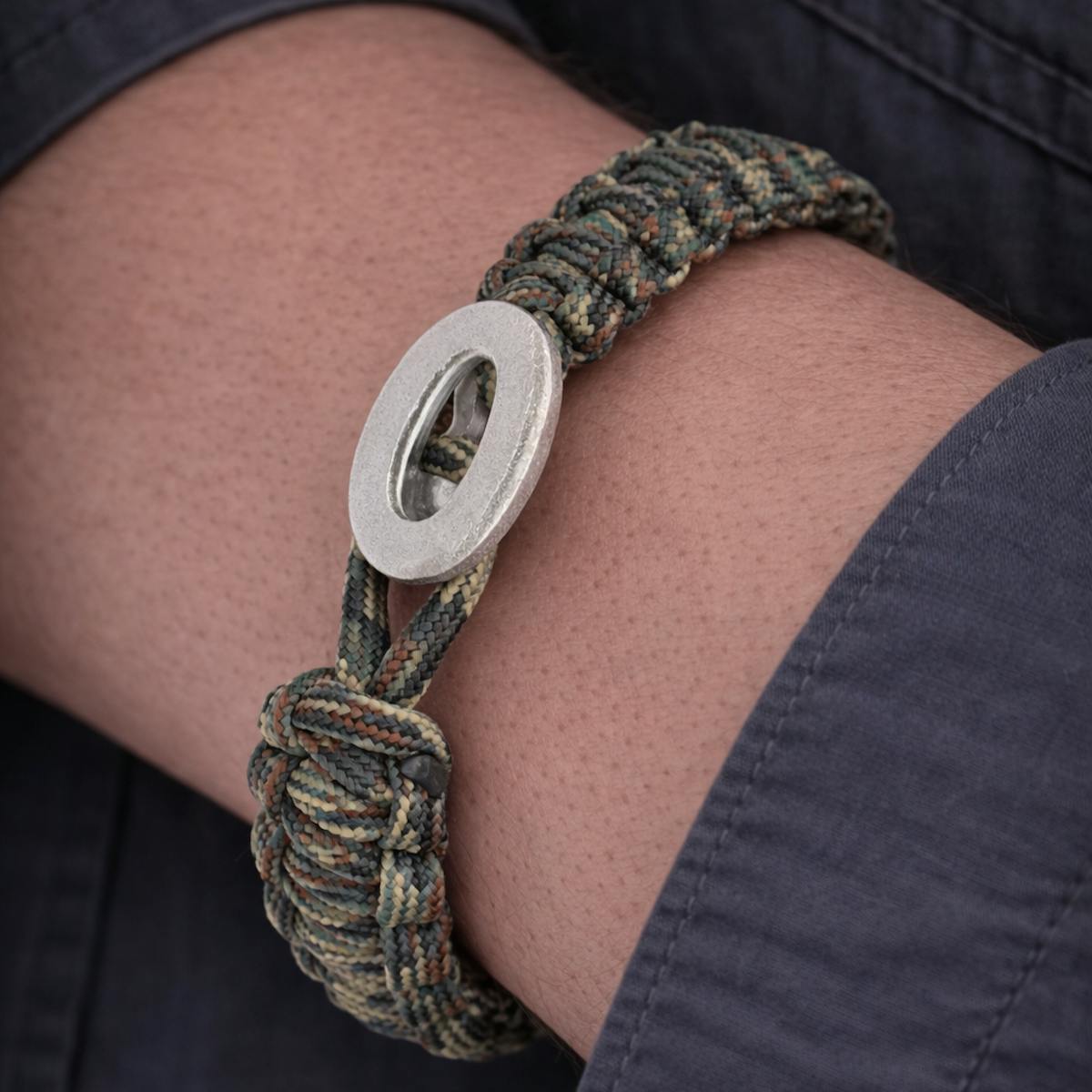From Soldier to Soldier — FSTS Bracelet Camouflage with Brushed Sterling Silver Lock From Soldier to Soldier FSTS Bracelet Camouflage with Brushed Sterling Silver Lock — Armbånd