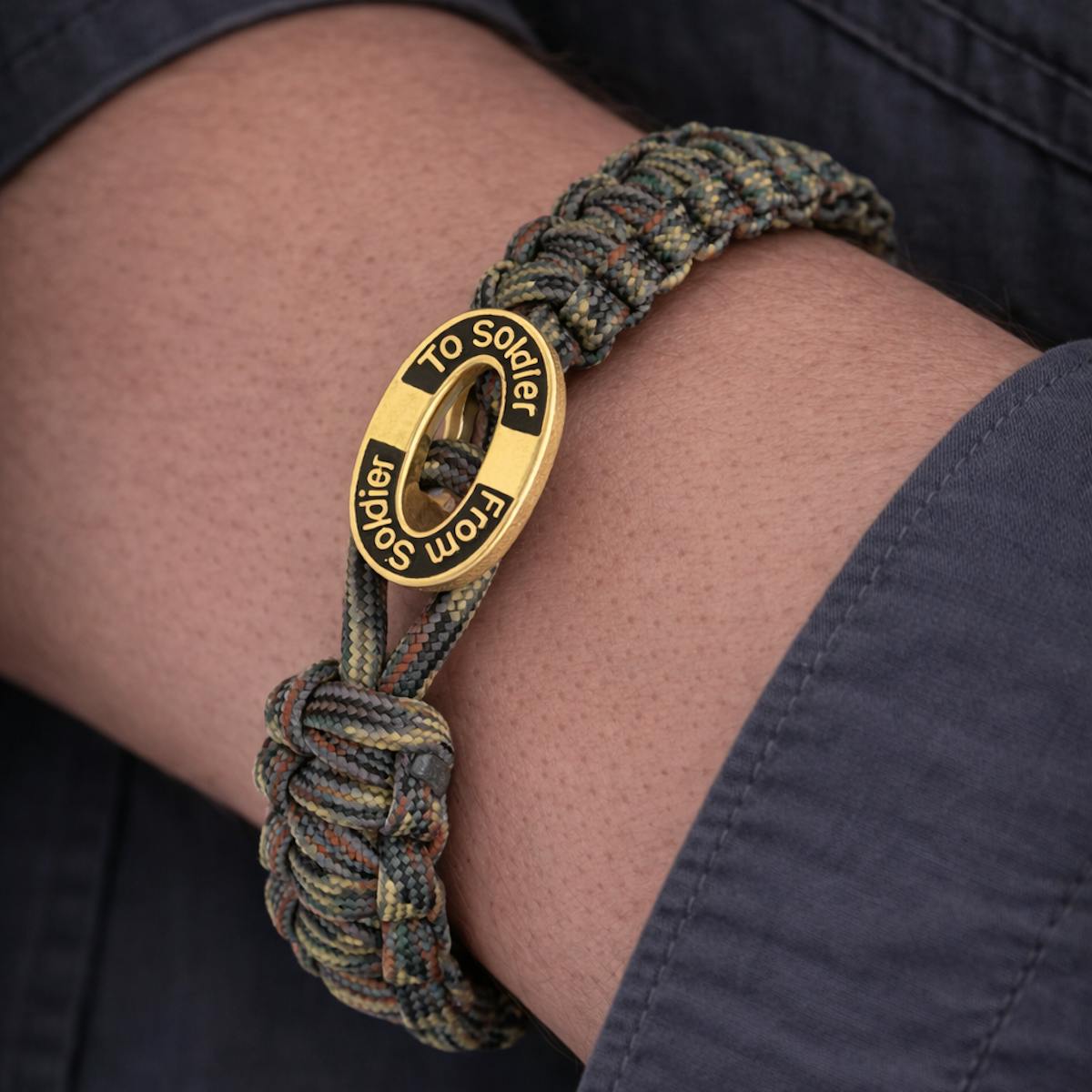From Soldier to Soldier — FSTS Bracelet Camouflage with Gold Plated Sterling Silver Black Enamel Lock From Soldier to Soldier FSTS Bracelet Camouflage with Gold Plated Sterling Silver Black Enamel Lock — Armbånd