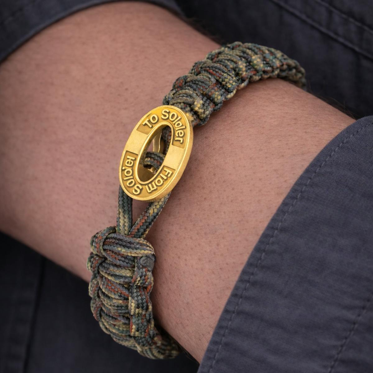 From Soldier to Soldier — FSTS Bracelet Camouflage with Gold Plated Sterling Silver Lock From Soldier to Soldier FSTS Bracelet Camouflage with Gold Plated Sterling Silver Lock — Armbånd