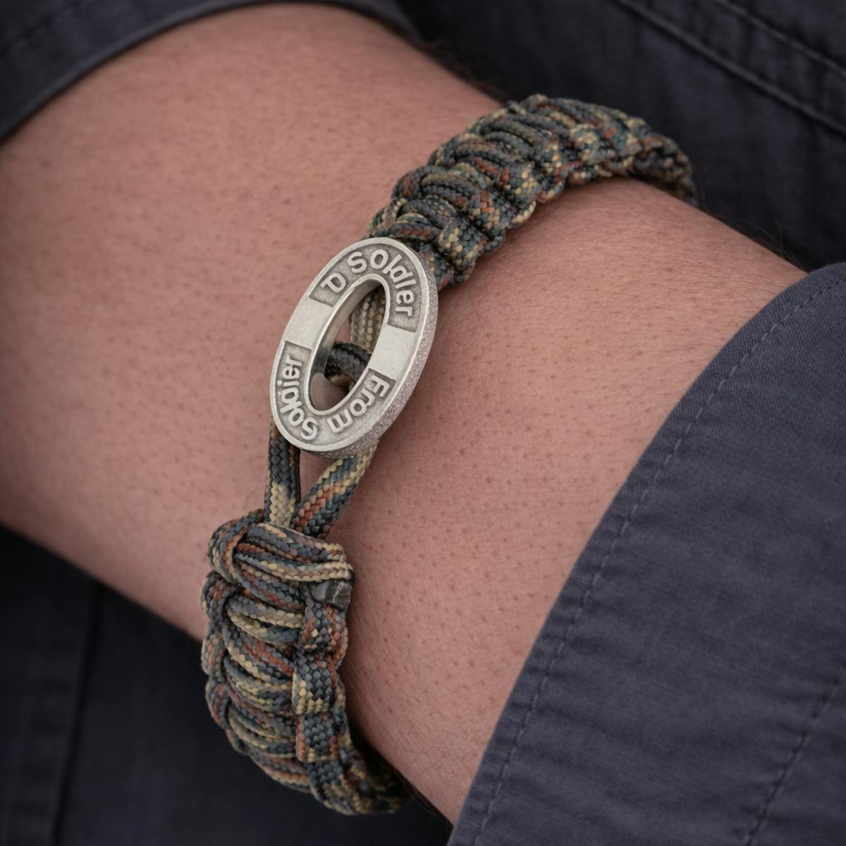 From Soldier to Soldier — FSTS Bracelet Camouflage with Sterling Silver Lock From Soldier to Soldier FSTS Bracelet Camouflage with Sterling Silver Lock — Armbånd