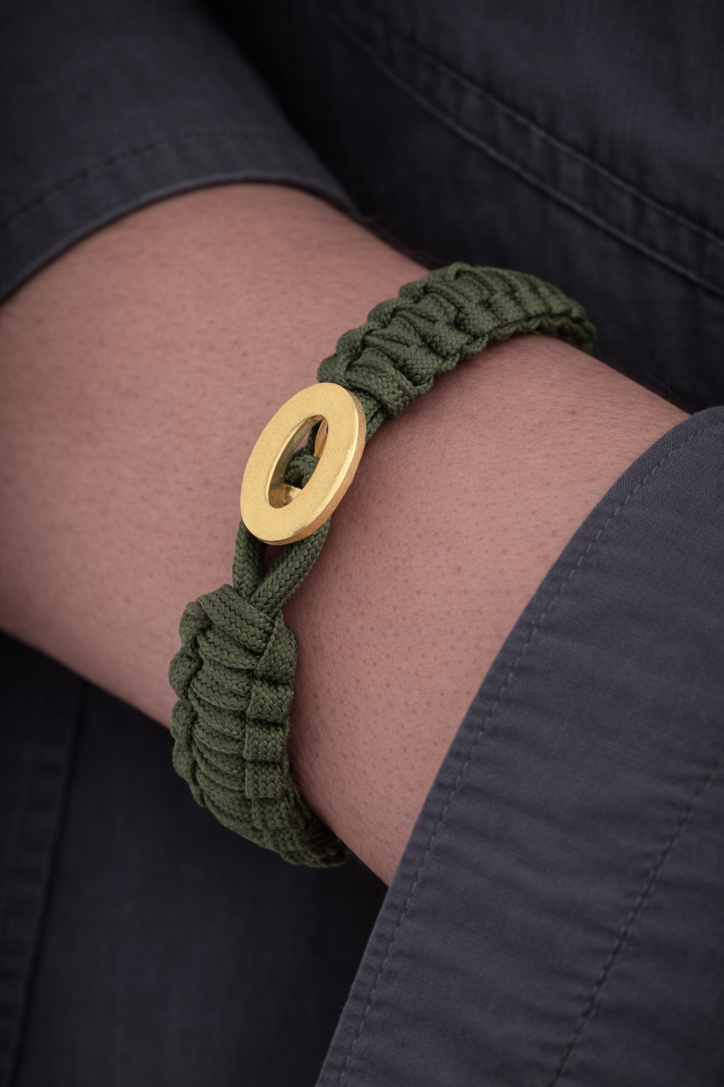 From Soldier to Soldier FSTS Bracelet Green with Brushed Gold Plated Sterling Silver Lock — Bransoletka