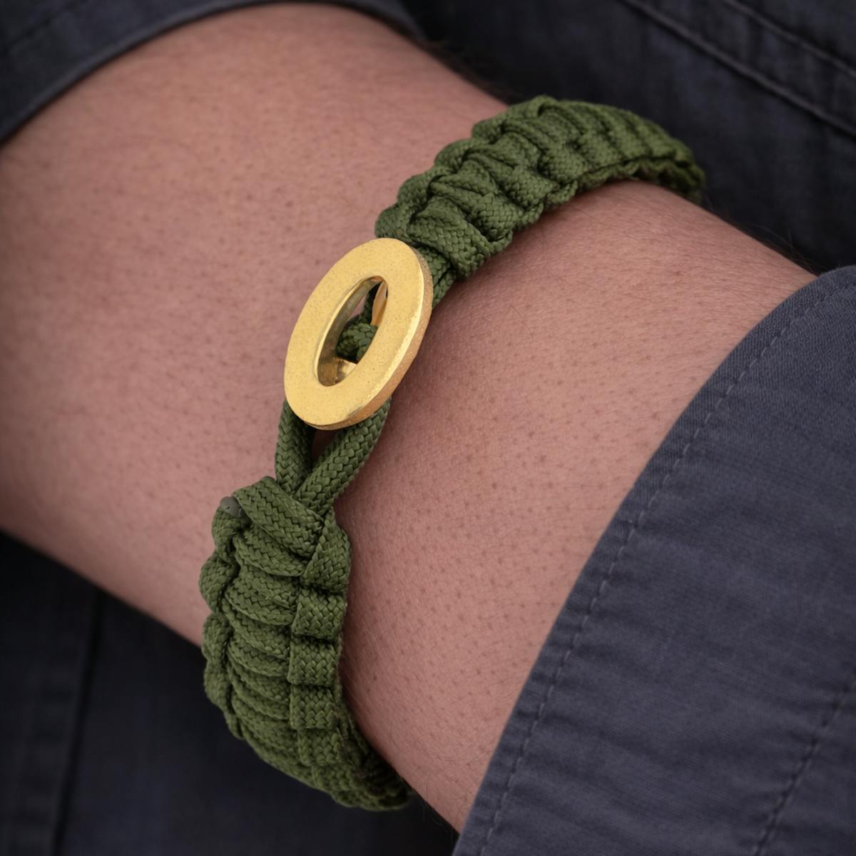 From Soldier to Soldier — FSTS Bracelet Green with Brushed Gold Plated Sterling Silver Lock From Soldier to Soldier FSTS Bracelet Green with Brushed Gold Plated Sterling Silver Lock — Armbånd