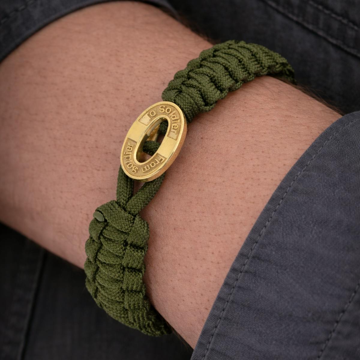 From Soldier to Soldier — FSTS Bracelet Green with Gold Plated Sterling Silver Lock From Soldier to Soldier FSTS Bracelet Green with Gold Plated Sterling Silver Lock — Armbånd